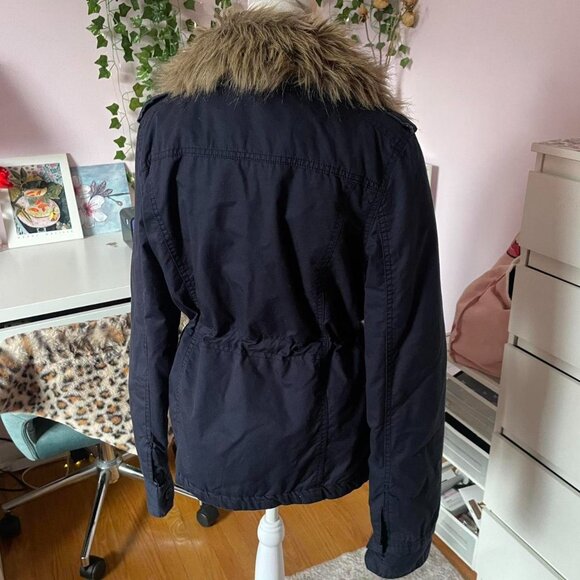 2000s Navy Blue Faux-Fur Hood Jacket - Picture 8 of 8